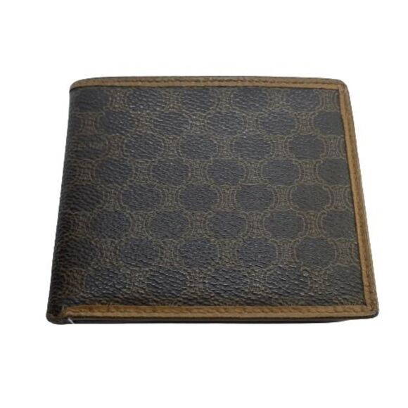 Authentic CELINE Paris Brown Coated Canvas & Leather Basic Slim Bifold Wallet - Picture 1 of 11